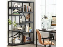 Estante industrial de 5 níveis, autônoma, grande estante de armazenamento com 9 prateleiras abertas para sala, quarto de dormir