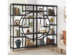 Estante industrial de 5 níveis, autônoma, grande estante de armazenamento com 9 prateleiras abertas para sala, quarto de dormir