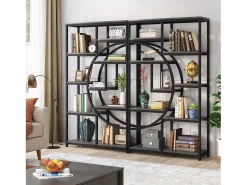 Estante industrial de 5 níveis, autônoma, grande estante de armazenamento com 9 prateleiras abertas para sala, quarto de dormir