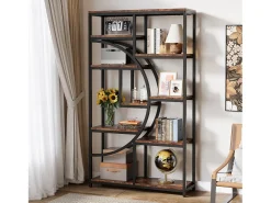 Estante industrial de 5 níveis, estante alta independente com 9 prateleiras de arrumação abertas para sala de estar, quarto, escritório em casa