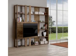Estante Kato M com suporte para TV nogueira