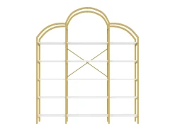 Estante moderna em metal 170×26×190 cm - formato nuvem - 5 níveis de armazenamento - dourado + branco
