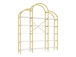 Estante moderna em metal 170×26×190 cm - formato nuvem - 5 níveis de armazenamento - dourado + branco