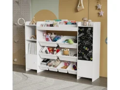Estante multifuncional infantil - baú de armazenamento, prateleiras, prancheta, 137x94,5 cm