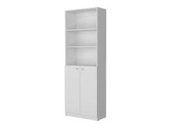 Estante reta de melamina Home com 2 portas e 3 prateleiras , 180.59 cm X 62.78 cm X 29.89 cm , Branco