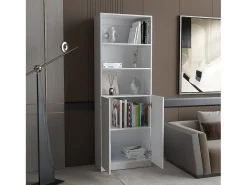 Estante reta de melamina Home com 2 portas e 3 prateleiras , 180.59 cm X 62.78 cm X 29.89 cm , Branco