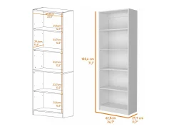 Estante reta 4R Home em melamina com 5 prateleiras, 180.59 cm X 62.73 cm X 29.71 cm , Branco