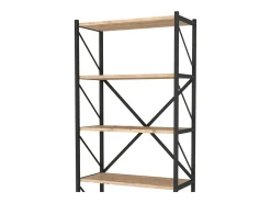 Estante Rus 5 Prateleiras Carvalho Safir Preto 160x66x34 cm