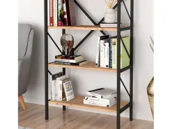 Estante Rus 5 Prateleiras Carvalho Safir Preto 160x66x34 cm