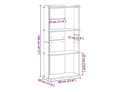 Estante 3-Tier Branco 60x30x120 cm Madeira Engenheirada