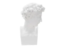 Estatueta Escultura Decorativa Em Resina Branca Rosto Masculino Enea Mauro Ferretti