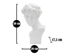 Estatueta Escultura Decorativa Em Resina Branca Rosto Masculino Enea Mauro Ferretti