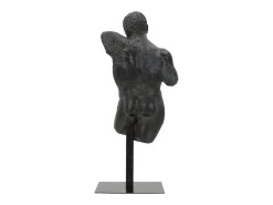 Estatueta Masculina Busto Escultura Em Resina Preta Ercole Mauro Ferretti