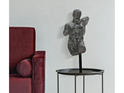 Estatueta Masculina Busto Escultura Em Resina Preta Ercole Mauro Ferretti