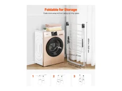 Estendal Dobrável SucceBuy, Estendal com 2 Níveis, com Pinças para Meias e 21 Barras de Secagem, em Metal, Ajustável em Altura, Branco