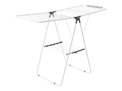Estendal Dobrável SucceBuy, Estendal com 2 Níveis, com Pinças para Meias e 21 Barras de Secagem, em Metal, Ajustável em Altura, Branco