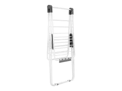 Estendal Dobrável SucceBuy, Estendal com 2 Níveis, com Pinças para Meias e 21 Barras de Secagem, em Metal, Ajustável em Altura, Branco