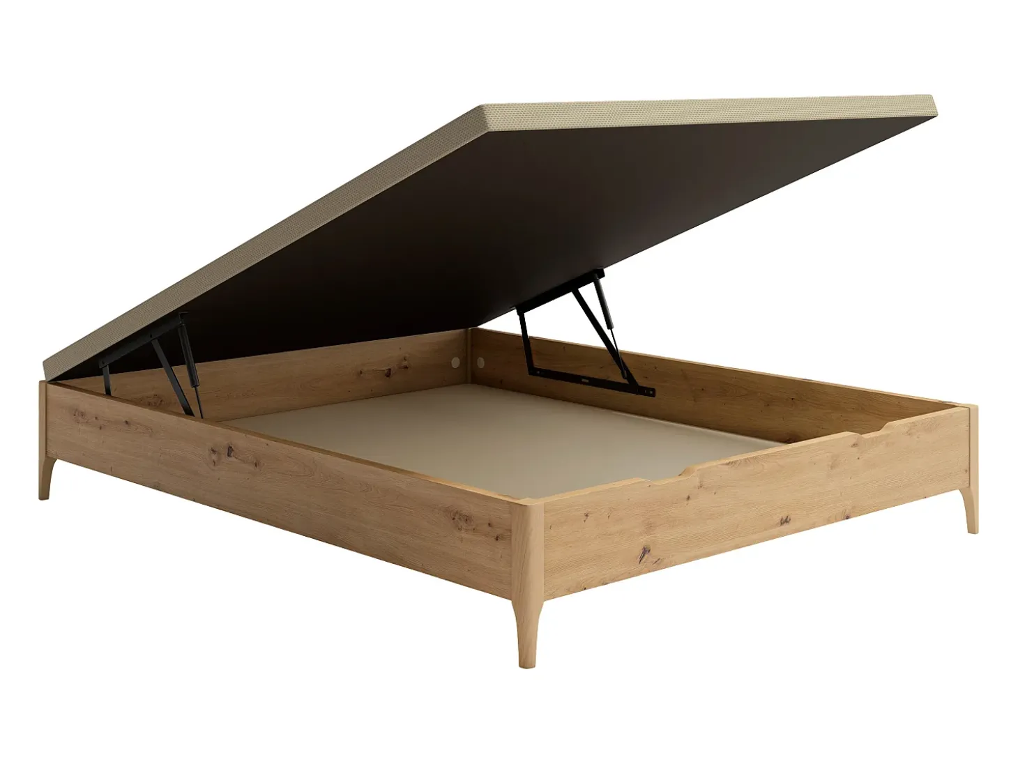 Estrado com baú 160 x 200 cm queen size Natural claro - Com pés - VEONA de Ysmée