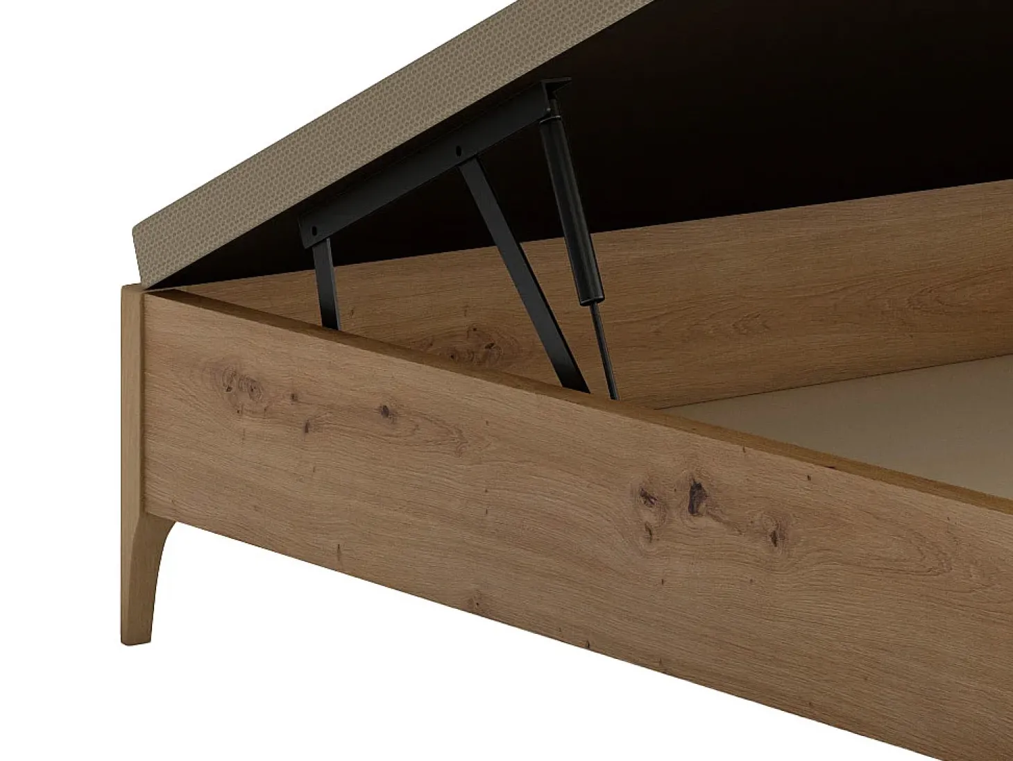 Estrado com baú 160 x 200 cm queen size Natural claro - Com pés - VEONA de Ysmée