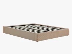 Estrado com caixa de arrumação 180 x 200 cm king size em veludo cotelê Bege - KARESO de YSMÉE