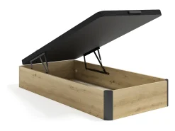 Estrado com compartimento 90 x 190 cm - Natural claro e preto - NAMOSI da YSMÉE