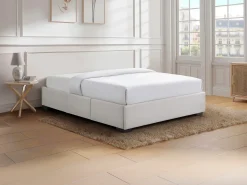 Estrado com gavetas 160 x 200 cm queen size tecido Bege - Com pés - KOLANE de YSMÉE