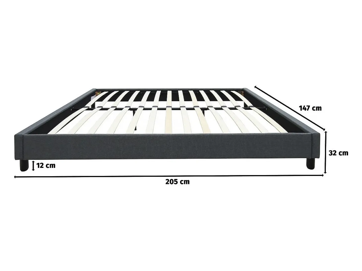 Estrado de cama "Andy" - 140 x 190cm - Cinza antracite