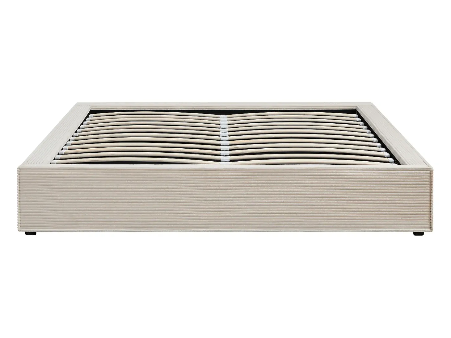 Estrado de cama com arrumação 140 x 190 cm em veludo canelado Creme - KARESO de YSMÉE