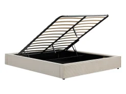 Estrado de cama com arrumação 140 x 190 cm em veludo canelado Creme - KARESO de YSMÉE