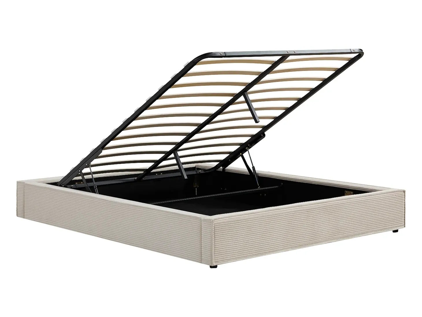 Estrado de cama com arrumação 140 x 190 cm em veludo canelado Creme - KARESO de YSMÉE