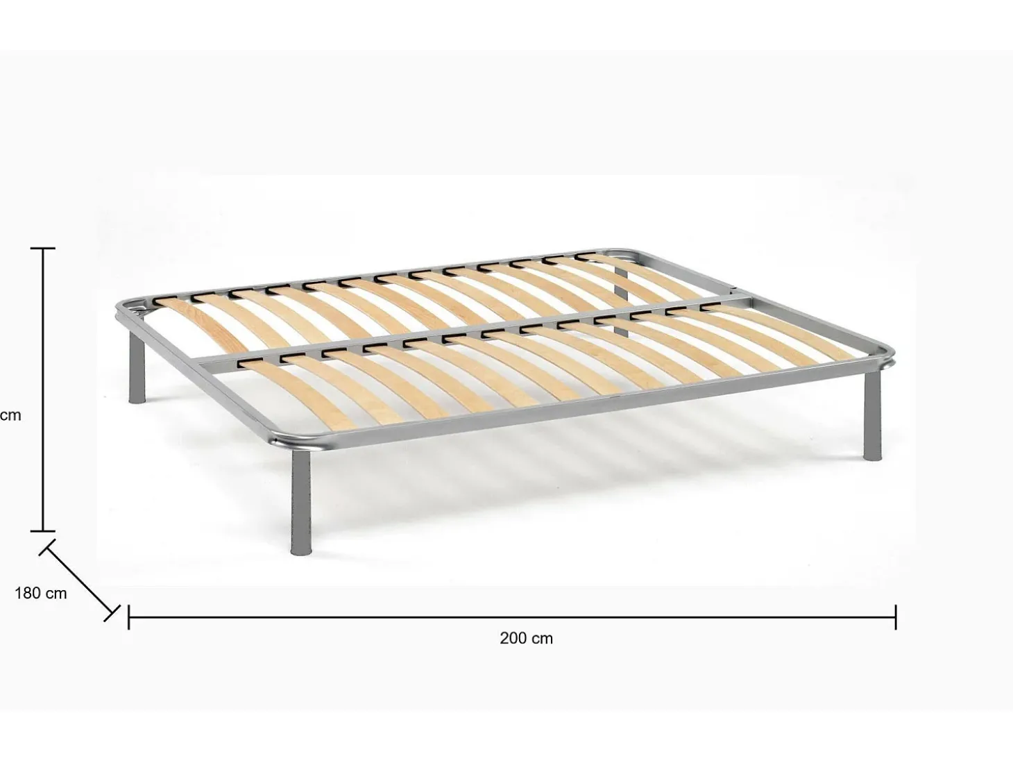 Estrado de casal 0, Base ortopédica em contraplacado de bétula com 14 ripas, 100% Fabricado em Itália, 180x200h 34 cm