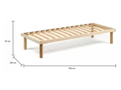 Estrado de casal Dabatne, base ortopédica com ripas de madeira, 100% Fabricado na Itália, 120x190h31 cm