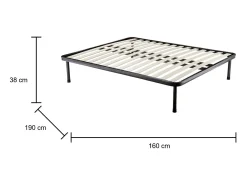Estrado de casal Dabbasia, estrado ortopédico com 14 ripas, 100% Fabricado na Itália, 160x190h30 cm
