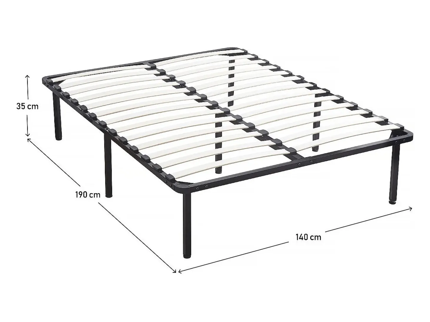 Estrado de ripas + pés para colchão - 140 x 190 cm - 26 ripas