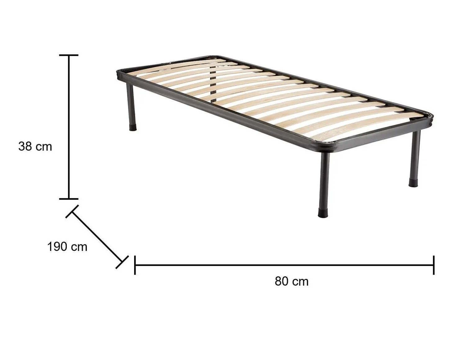Estrado de solteiro Dabbrandin, base ortopédica com 14 ripas, 100% Fabricado na Itália, 80x190h30 cm