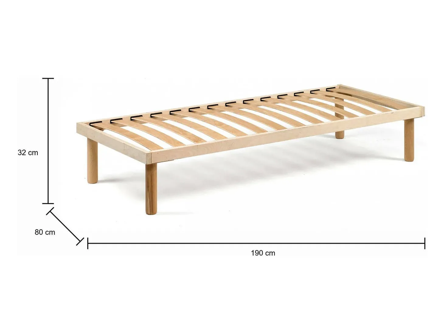 Estrado de solteiro Dgrave, base ortopédica com ripas de madeira, 100% Fabricado na Itália, 80x190h 31 cm