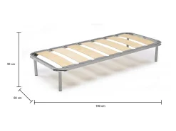 Estrado de solteiro Dgrec, base ortopédica com ripas largas, 100% Fabricado na Itália, 80x190h 31 cm