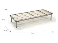 Estrado de solteiro Dgregg, Base ortopédica com ripas aplainadas, 100% Fabricado na Itália, 80x190h 31 cm