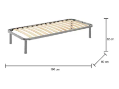 Estrado de solteiro Dgrilli, base de ripas ortopédica, 100% Fabricado na Itália, 80x190h 31 cm