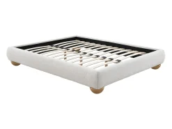 Estrado decorativo estofado 160x200 cm Queen size bouclé branco com pés ELENAE YSMÉE