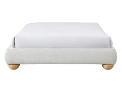 Estrado decorativo estofado 140x190 cm tecido bouclé branco com pés - ELENAE de YSMÉE
