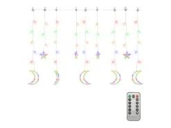 Estrelas e luas de luz c/ controlo remoto 138 LEDs colorido
