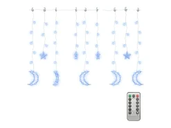 Estrelas e luas de luz c/ controlo remoto 138 LEDs azul