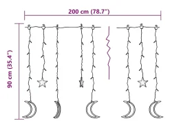 Estrelas e luas de luz c/ controlo remoto 138 LEDs azul