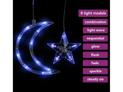 Estrelas e luas de luz c/ controlo remoto 138 LEDs azul
