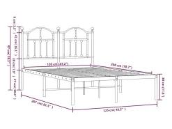 Estrutura de cama com cabeceira 120x200 cm metal preto