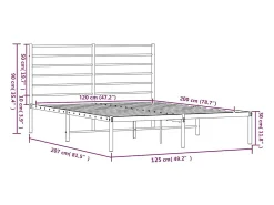 Estrutura de cama com cabeceira 120x200 cm metal preto
