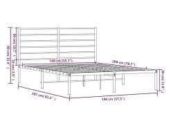 Estrutura de cama com cabeceira 140x200 cm metal preto