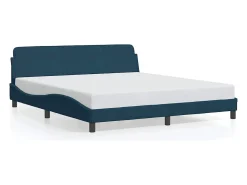 Estrutura de cama com cabeceira Dover 180x200 cm veludo azul