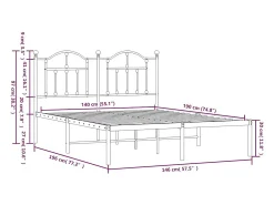 Estrutura de cama com cabeceira 140x190 cm metal preto